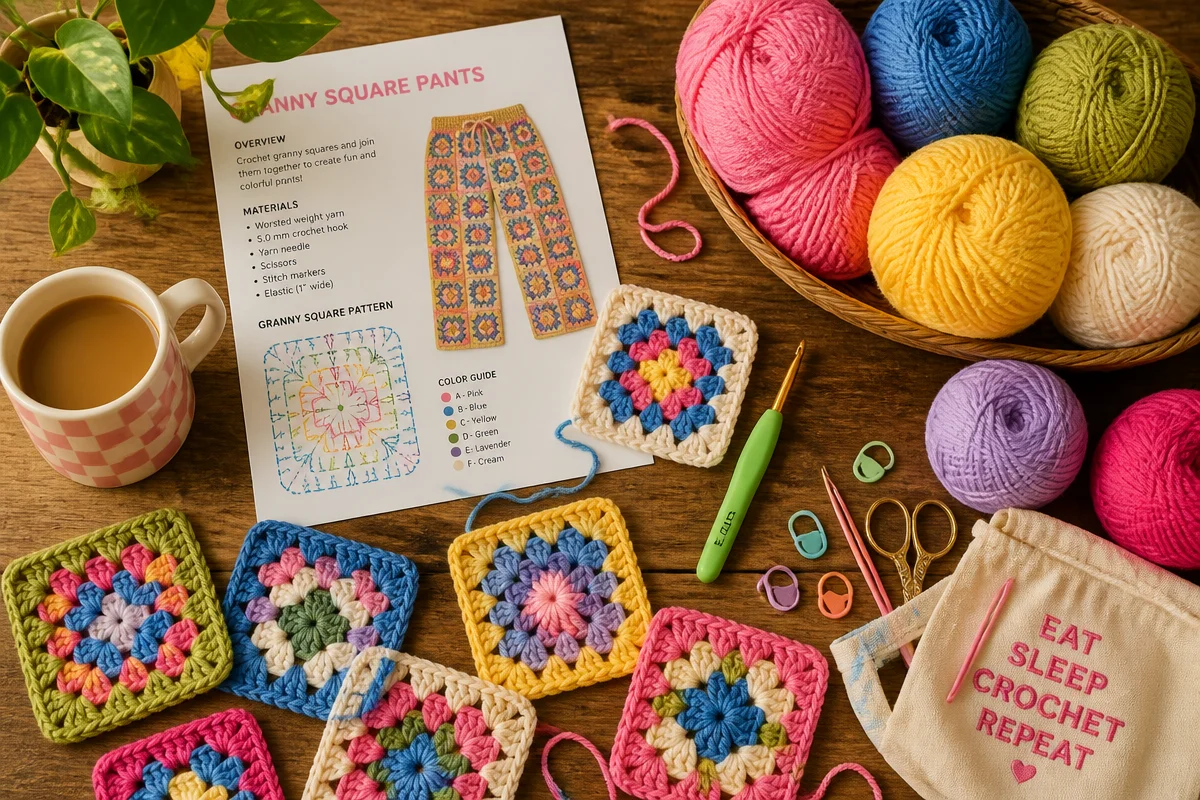 crochet granny square pants pattern