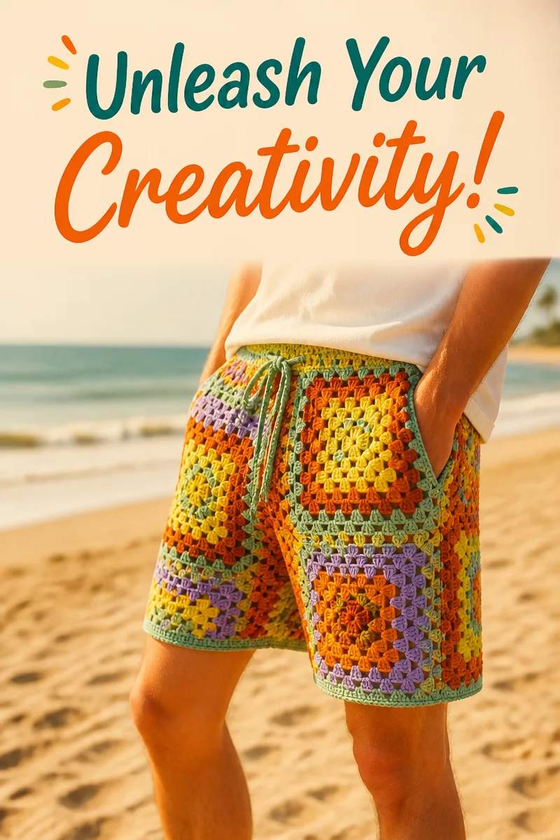 crochet granny square shorts