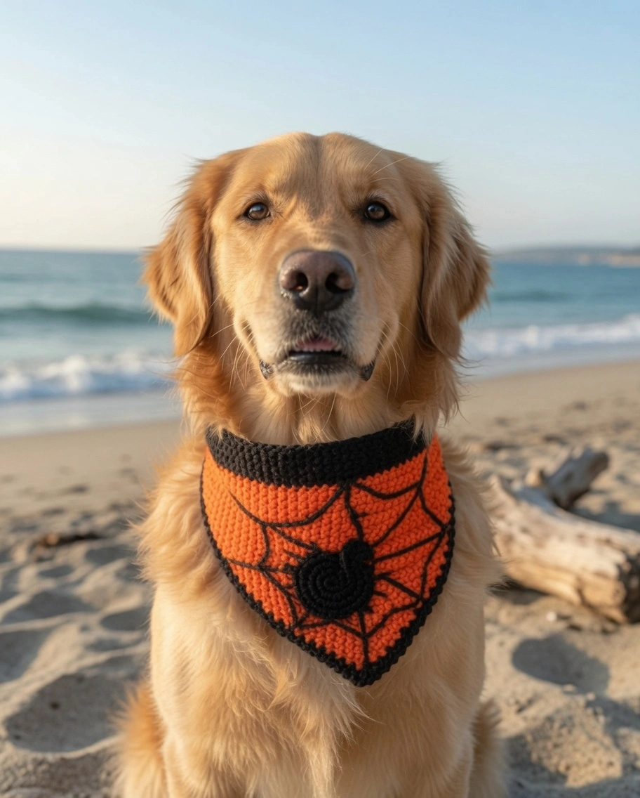 Halloween Dog Bandana Free Crochet Pattern for Pet Costumes
