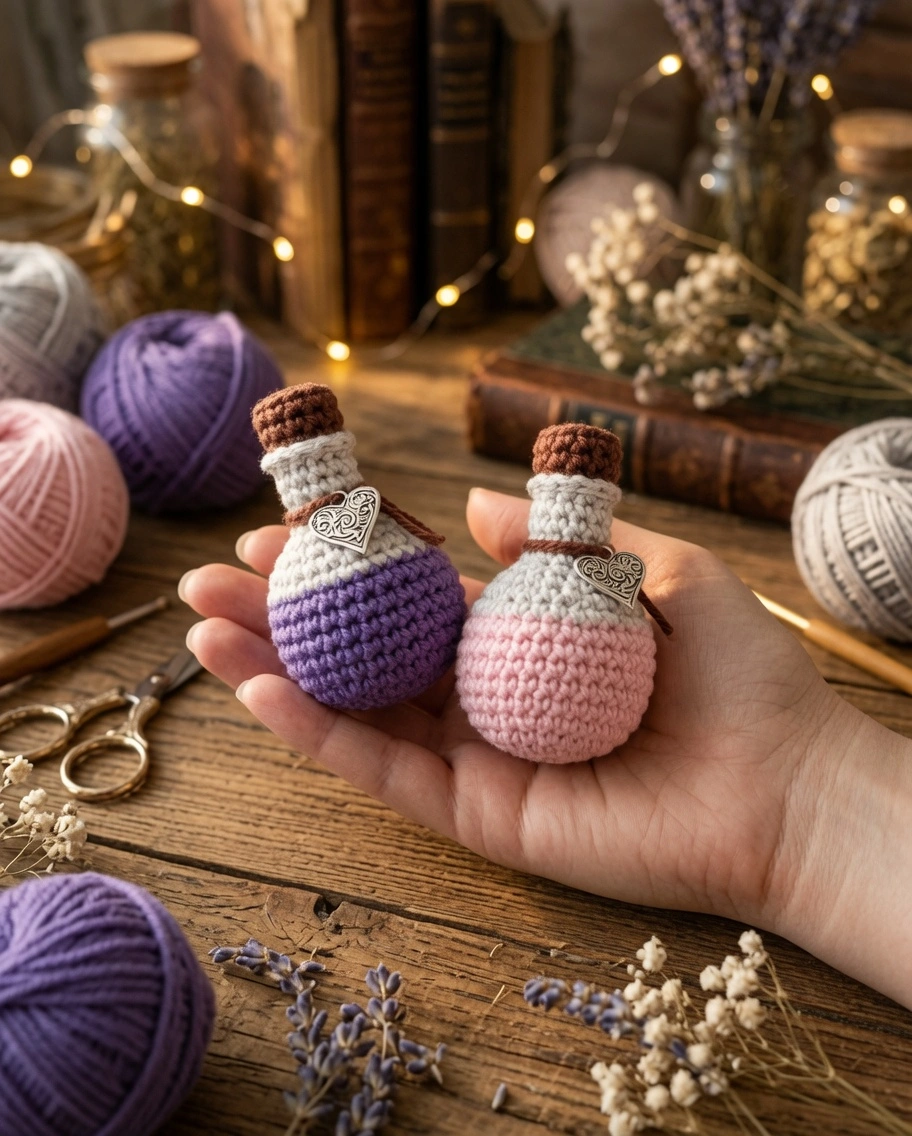 Mini potion bottle crochet pattern, amigurumi potion bottle, no sew crochet pattern