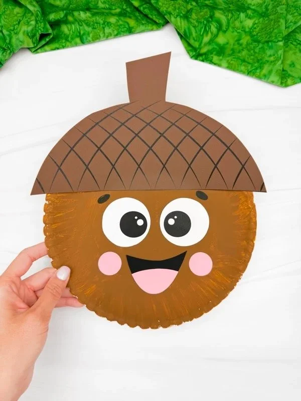 Paper Plate Acorn Craft with Free PDF Template for Kids