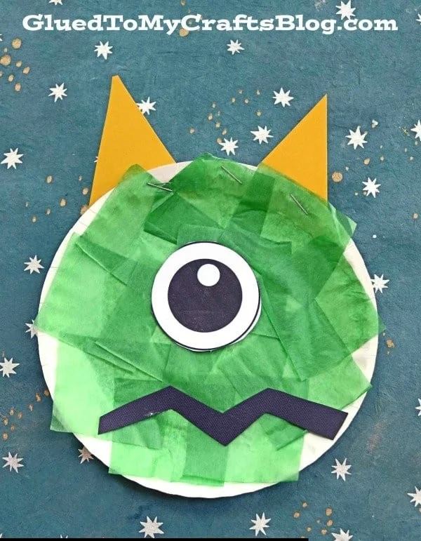 Colorful paper plate monster craft for kids