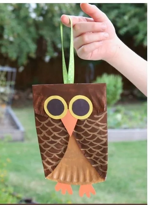 Colorful paper plate owl craft for kids activity