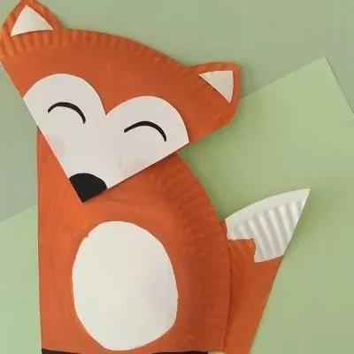 Red fox paper plate craft for fall decoration and kids' activities